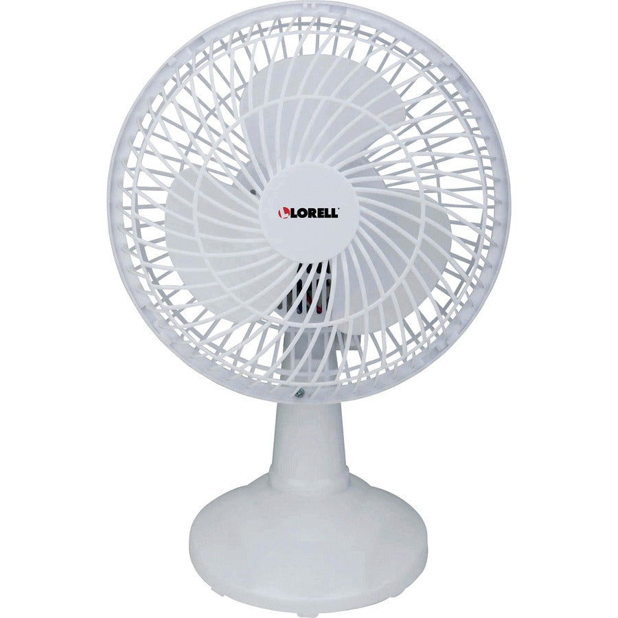 Lorell Clip-On Personal Fan - 152.4 mm Diameter - 2 Speed - Adjustable Tilt Head - 9.5" Height x 7.9" Width x 6" Depth - White - 