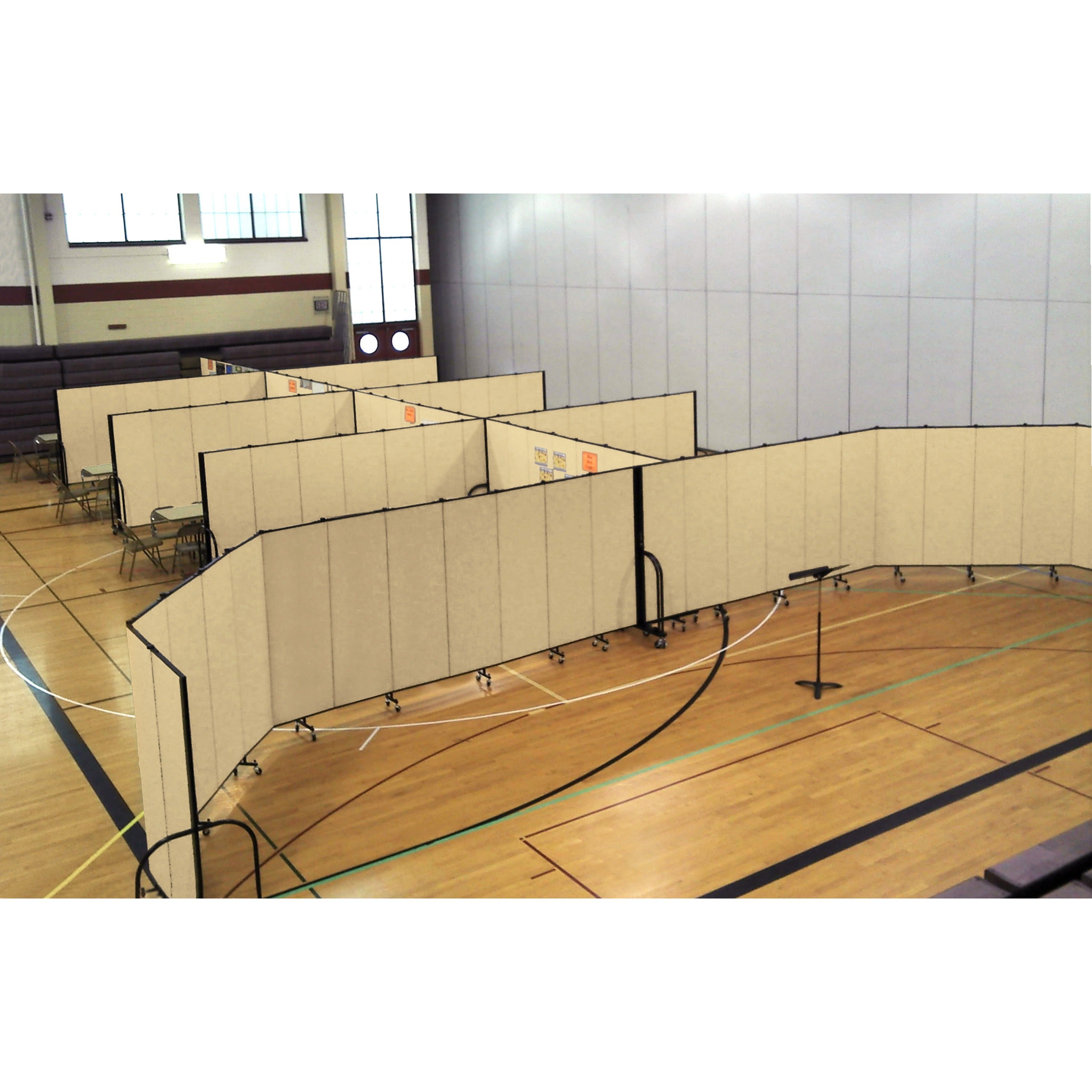 Screenflex Portable Room Dividers - 72" Height x 20.4 ft Length - Black Metal Frame - Polyester - Stone - 1 Each - 