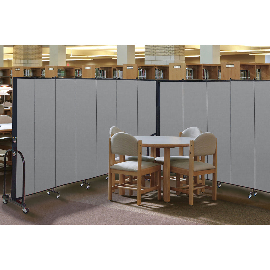 Screenflex Portable Room Dividers - 72" Height x 20.4 ft Length - Black Metal Frame - Polyester - Stone - 1 Each - 