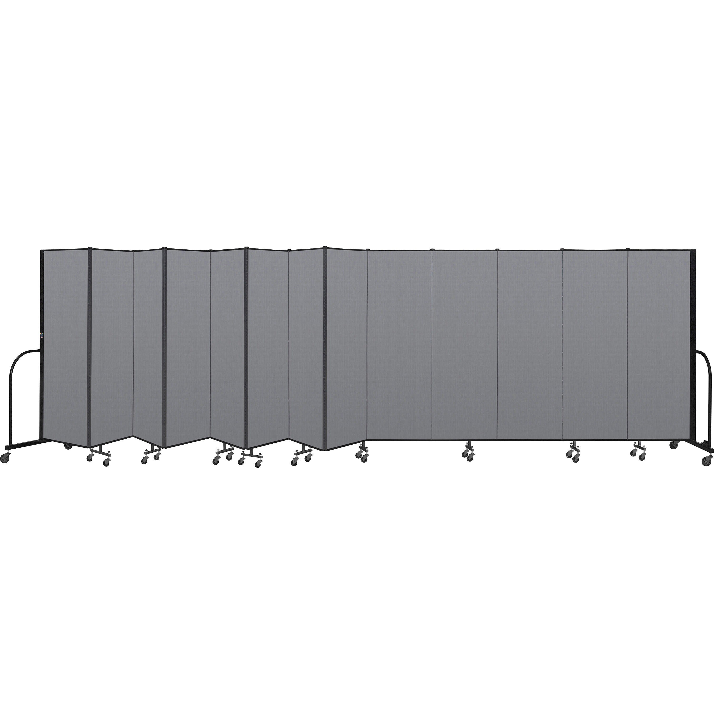 Screenflex Portable Room Dividers - 72" Height x 24.1 ft Length - Black Metal Frame - Polyester - Stone - 1 Each - 