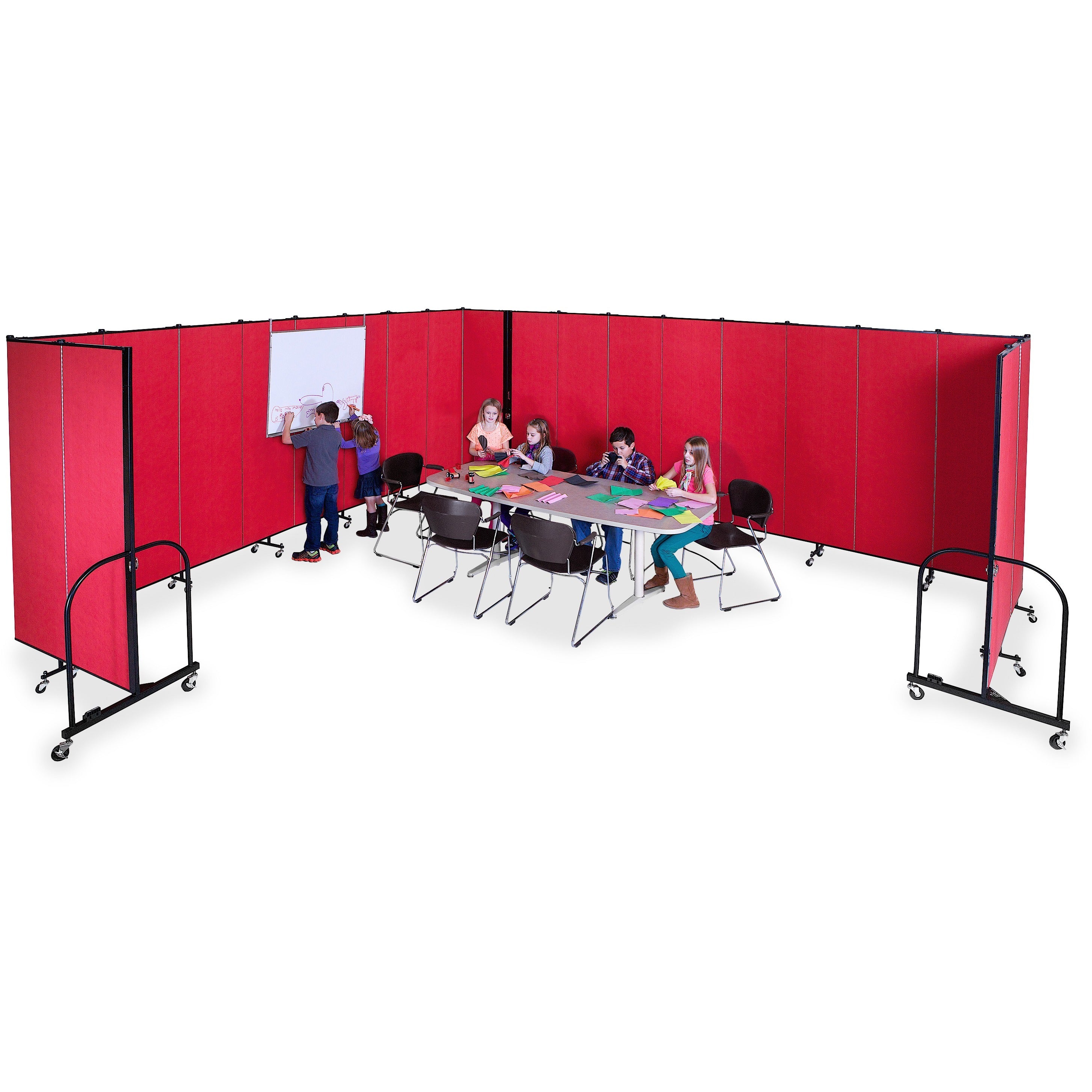 Screenflex Portable Room Dividers - 72" Height x 24.1 ft Length - Black Metal Frame - Polyester - Stone - 1 Each - 