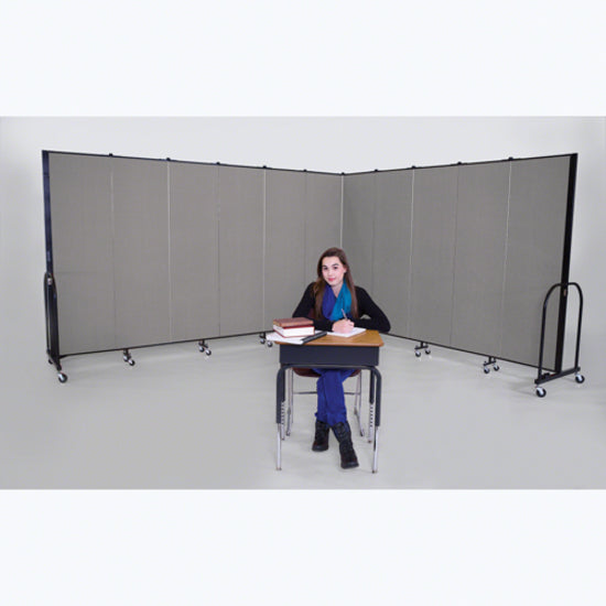 Screenflex Portable Room Dividers - 72" Height x 13.1 ft Length - Black Metal Frame - Polyester - Stone - 1 Each - 