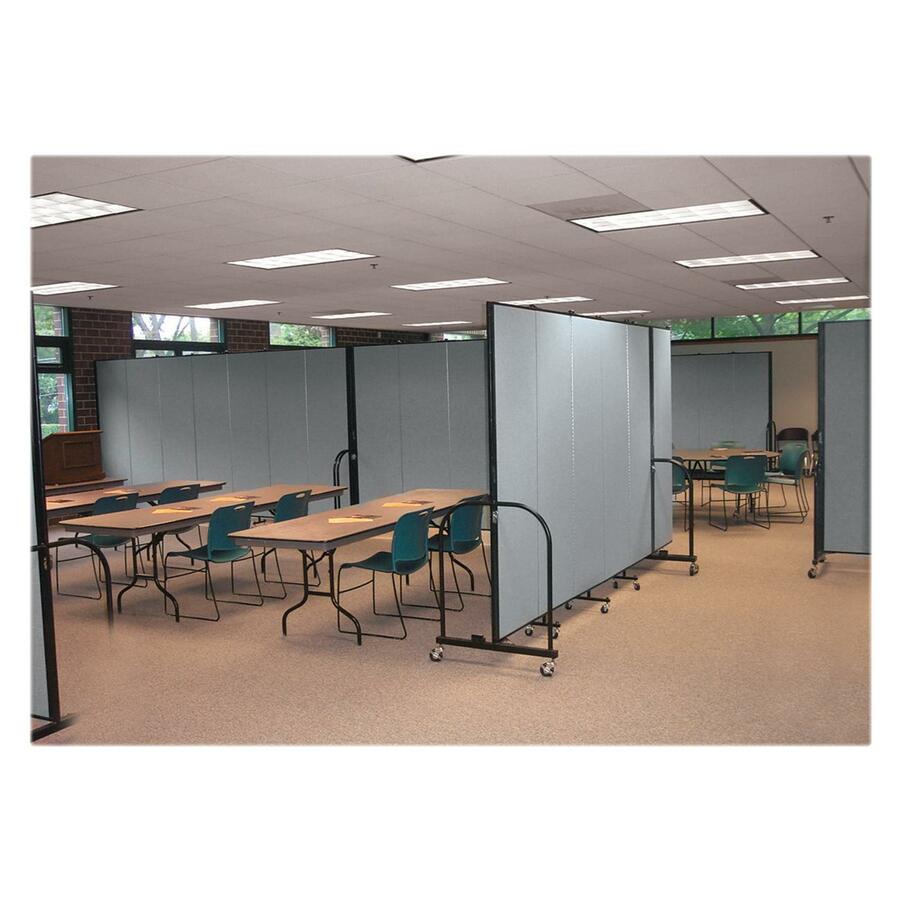 Screenflex Portable Room Dividers - 72" Height x 13.1 ft Length - Black Metal Frame - Polyester - Stone - 1 Each - 