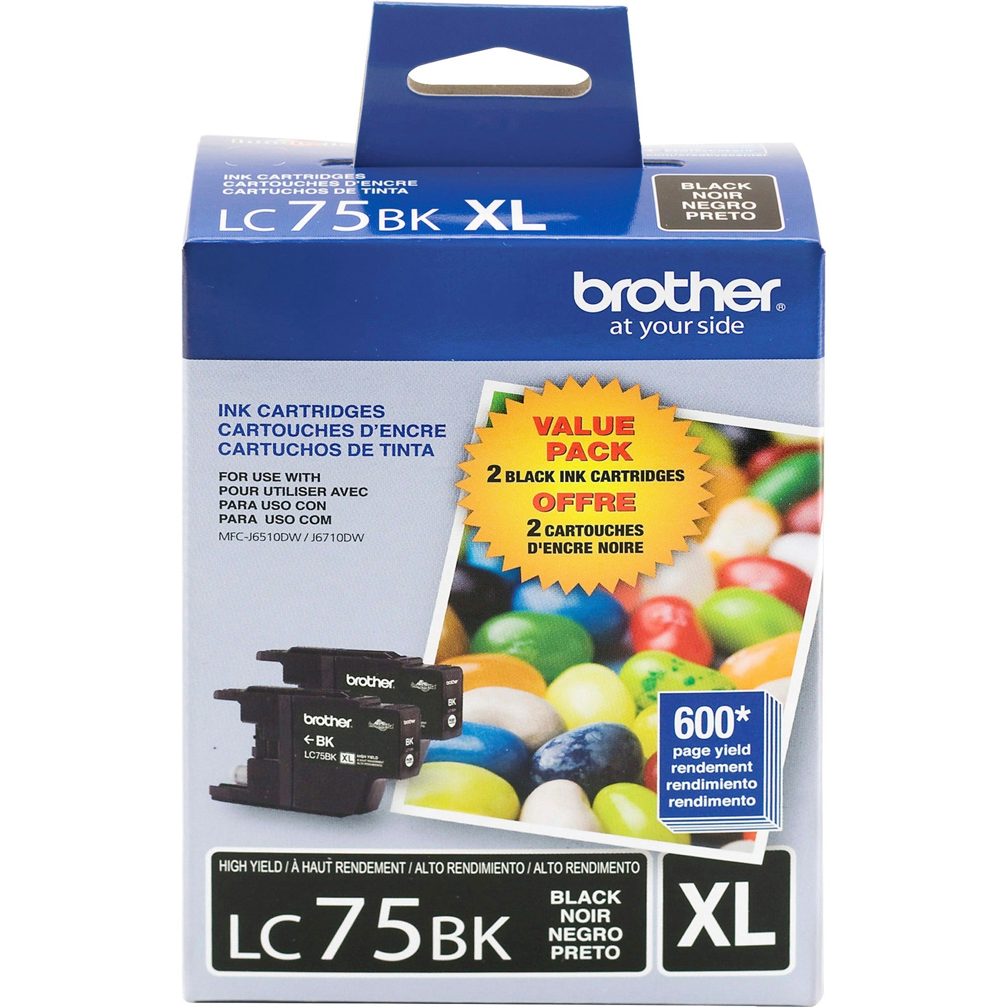 LC752PKS Innobella High-Yield Ink, 600 Page-Yield, Black, 2/Pack