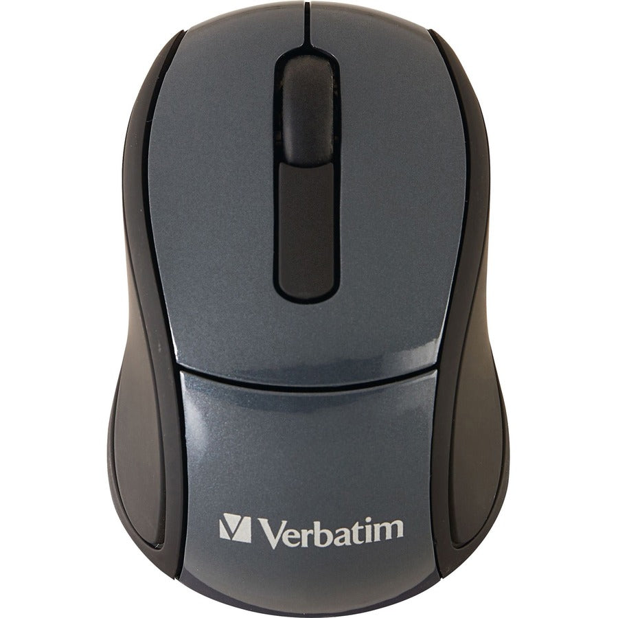 Verbatim Wireless Mini Travel Optical Mouse - Graphite - Radio Frequency - USB - 1600 dpi - Scroll Wheel - 