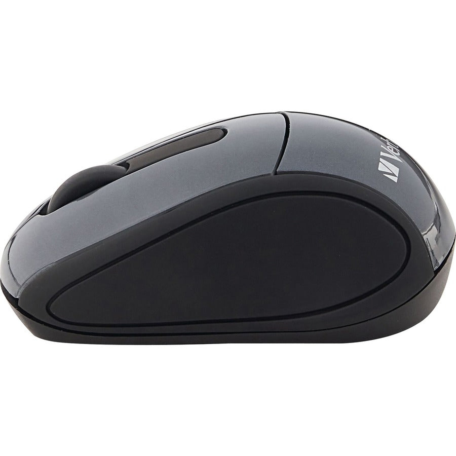 Verbatim Wireless Mini Travel Optical Mouse - Graphite - Radio Frequency - USB - 1600 dpi - Scroll Wheel - 