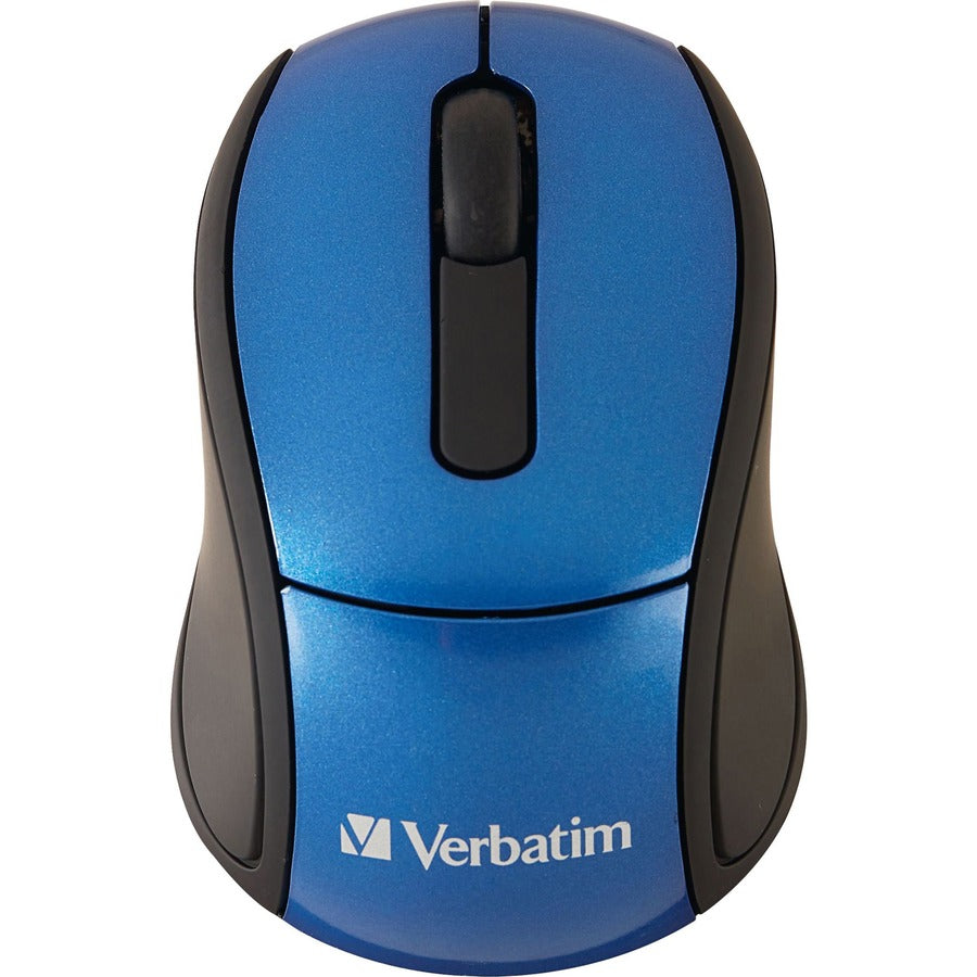 Verbatim Wireless Mini Travel Optical Mouse - Blue - Radio Frequency - USB - 1600 dpi - Scroll Wheel - 