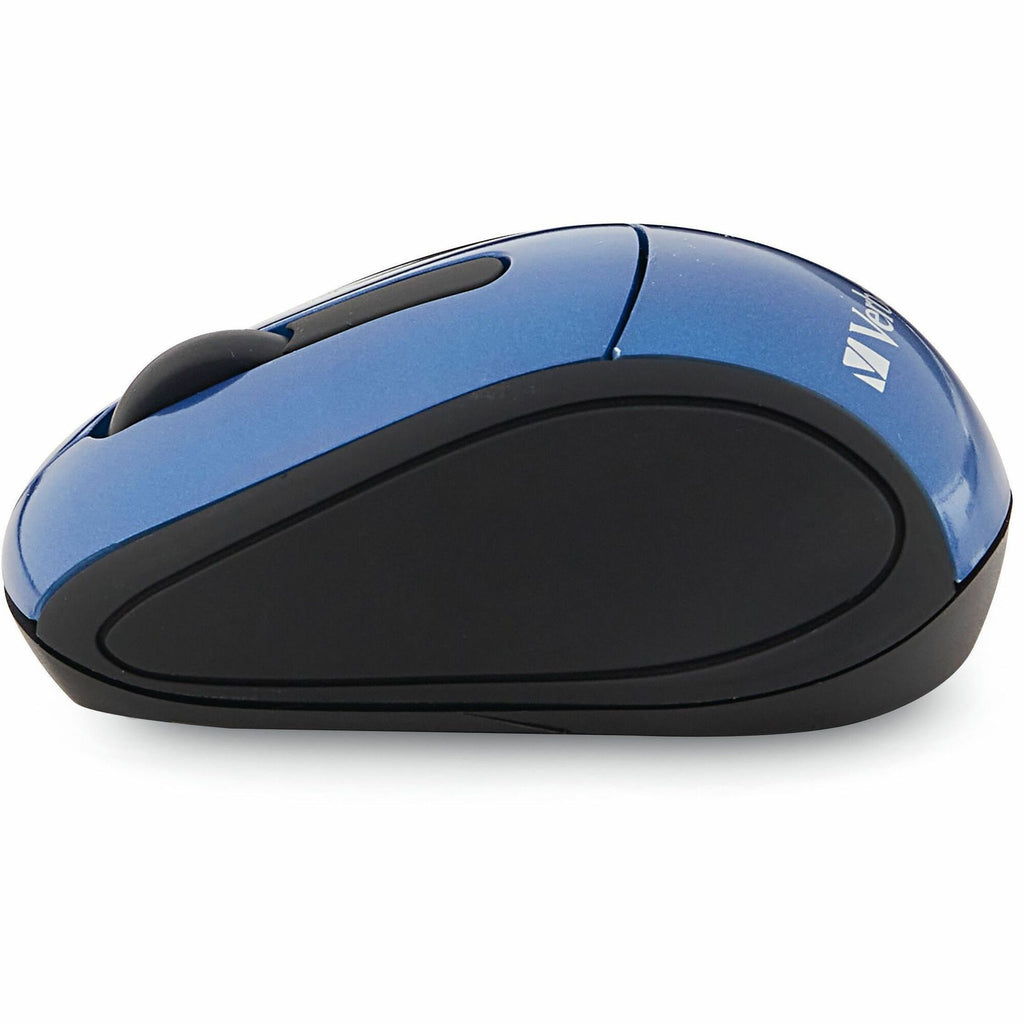 Verbatim Wireless Mini Travel Optical Mouse - Blue - Radio Frequency - USB - 1600 dpi - Scroll Wheel