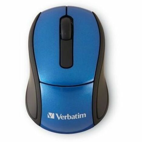 Verbatim Wireless Mini Travel Optical Mouse - Blue - Radio Frequency - USB - 1600 dpi - Scroll Wheel