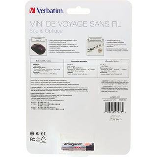 Verbatim Wireless Mini Travel Optical Mouse - Purple - Purple