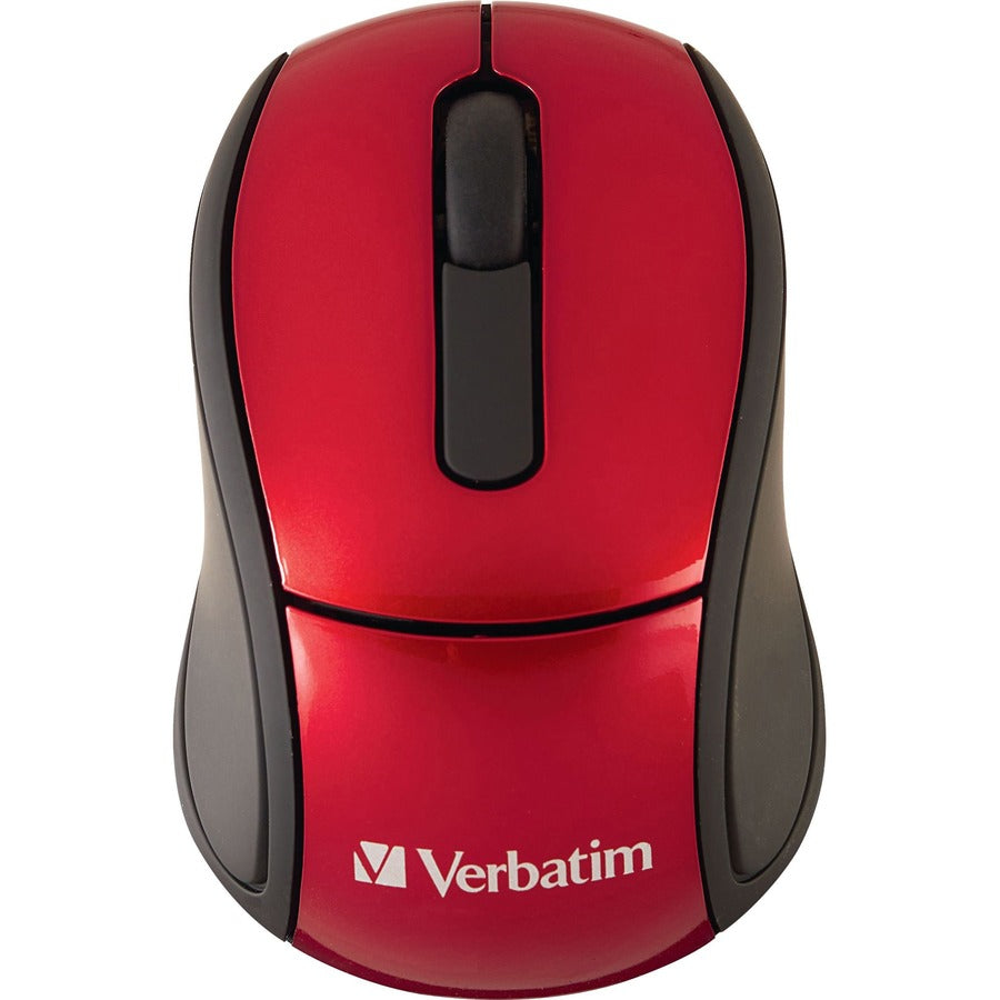 Verbatim Wireless Mini Travel Optical Mouse - Red - Radio Frequency - USB - 1600 dpi - Scroll Wheel - 