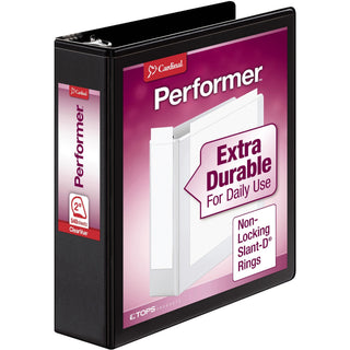 Performer ClearVue Slant-D Ring Binder, 3 Rings, 2" Capacity, 11 x 8.5, Black