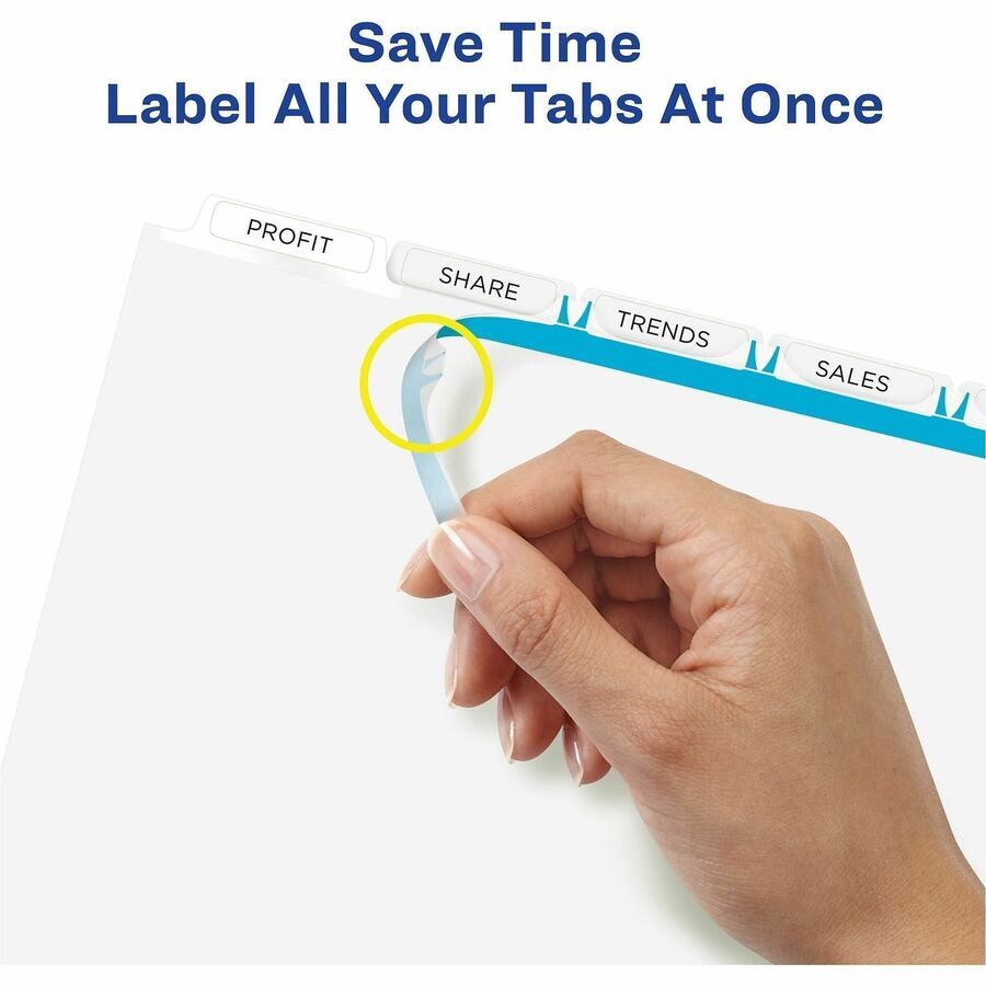 Print and Apply Index Maker Clear Label Dividers, 5-Tab, White Tabs, 11 x 8.5, White, 50 Sets