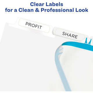 Print and Apply Index Maker Clear Label Dividers, 5-Tab, White Tabs, 11 x 8.5, White, 50 Sets