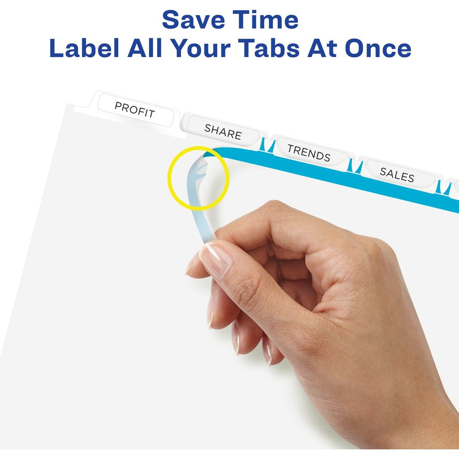 Print and Apply Index Maker Clear Label Dividers, 5-Tab, White Tabs, 11 x 8.5, White, 50 Sets