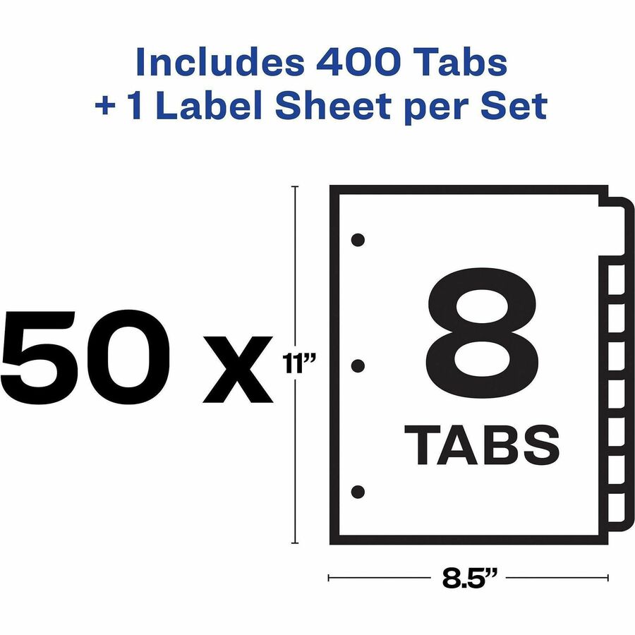 Print and Apply Index Maker Clear Label Dividers, 8-Tab, 11 x 8.5, White, 50 Sets
