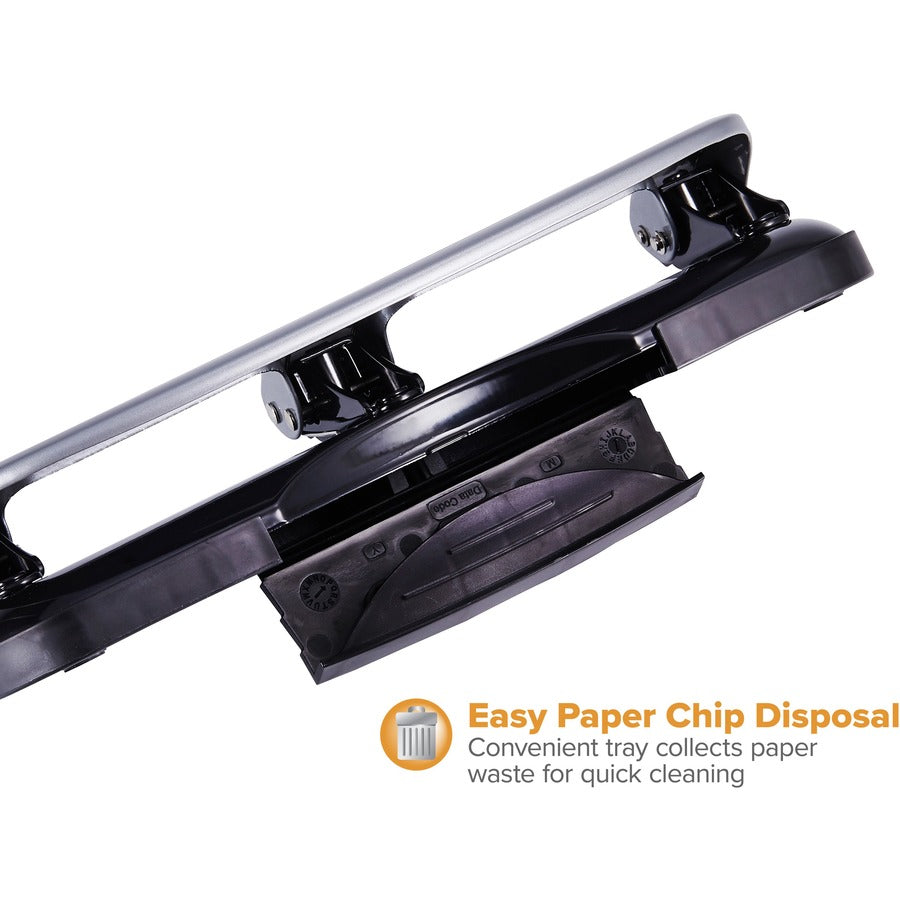 20-Sheet EZ Squeeze Three-Hole Punch, 9/32" Holes, Black/Silver
