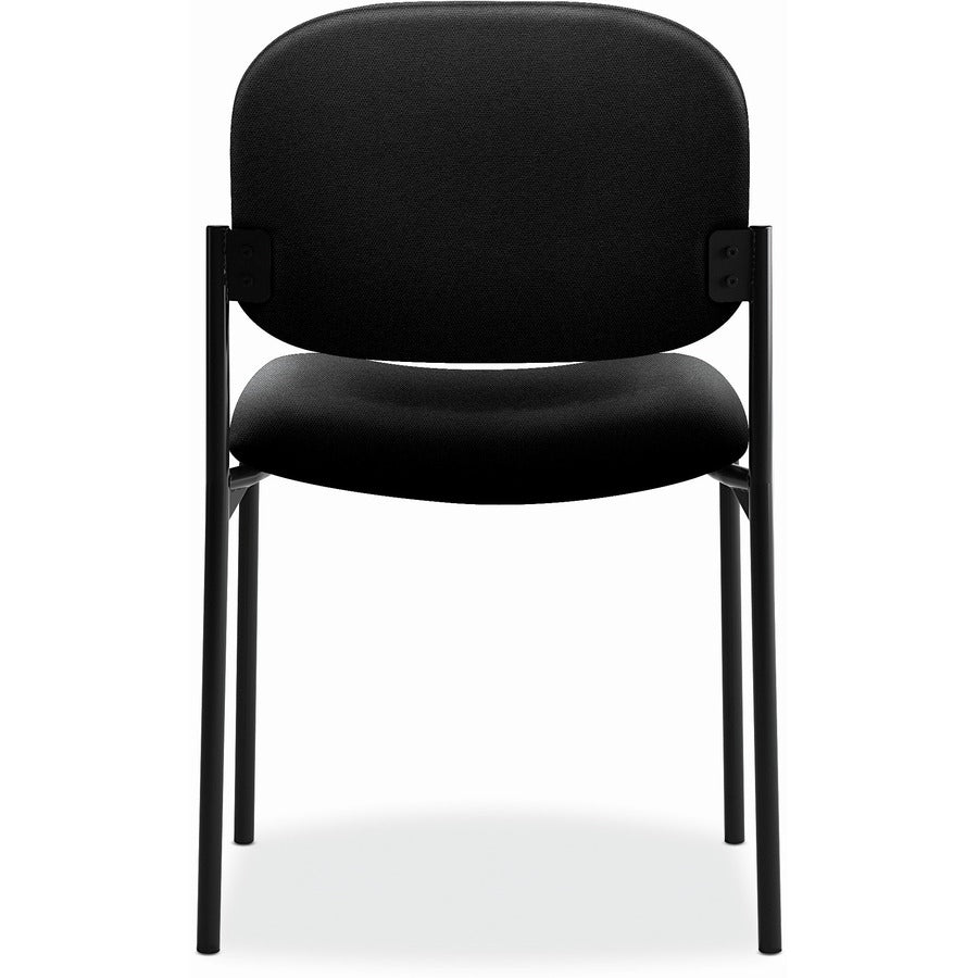 VL606 Stacking Guest Chair without Arms, Fabric Upholstery, 21.25" x 21" x 32.75", Black Seat, Black Back, Black Base
