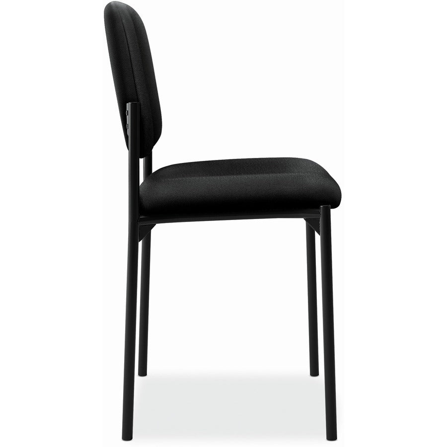 VL606 Stacking Guest Chair without Arms, Fabric Upholstery, 21.25" x 21" x 32.75", Black Seat, Black Back, Black Base