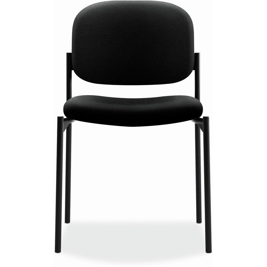 VL606 Stacking Guest Chair without Arms, Fabric Upholstery, 21.25" x 21" x 32.75", Black Seat, Black Back, Black Base