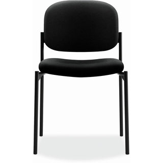 VL606 Stacking Guest Chair without Arms, Fabric Upholstery, 21.25" x 21" x 32.75", Black Seat, Black Back, Black Base