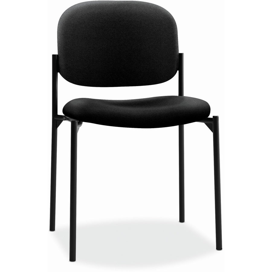 VL606 Stacking Guest Chair without Arms, Fabric Upholstery, 21.25" x 21" x 32.75", Black Seat, Black Back, Black Base