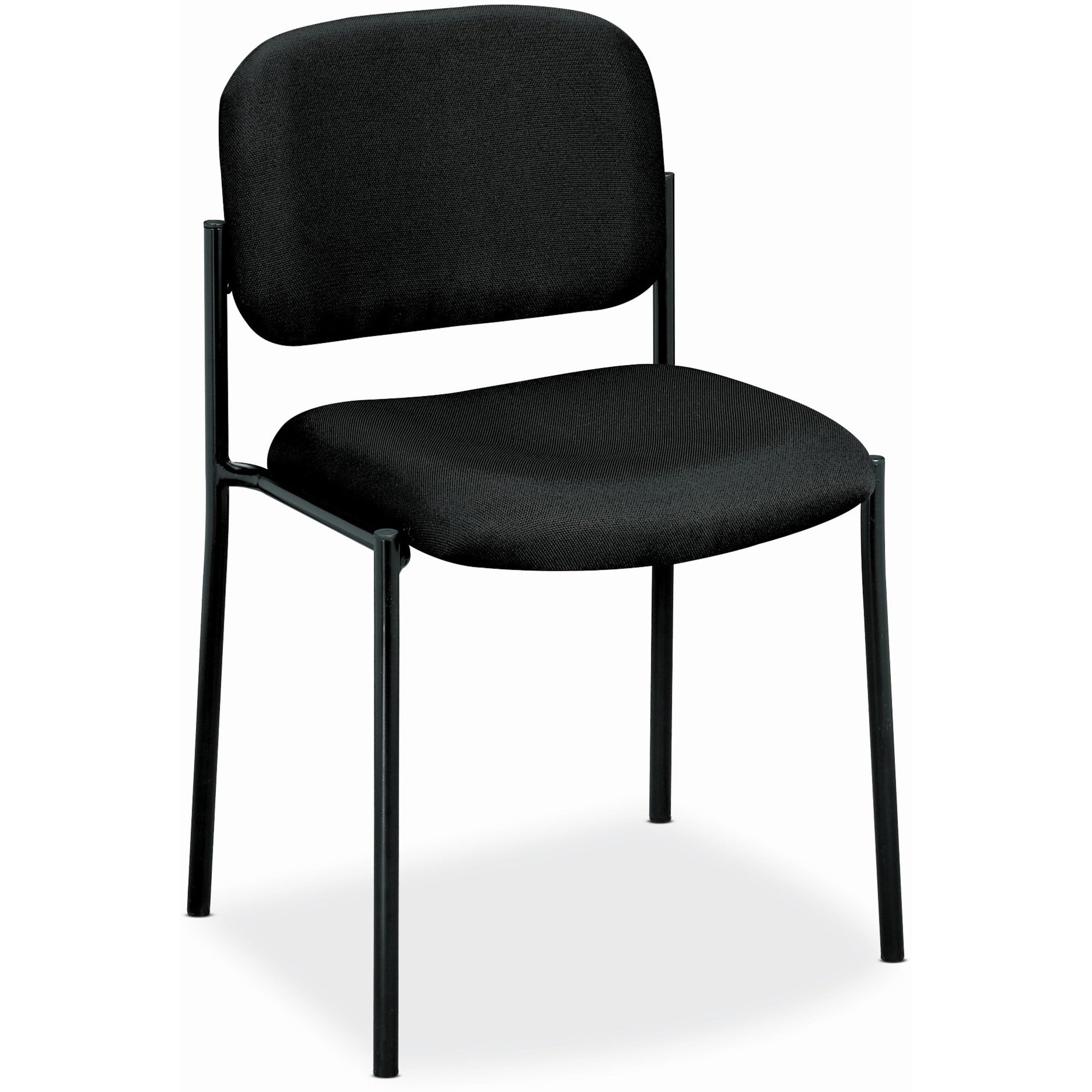 VL606 Stacking Guest Chair without Arms, Fabric Upholstery, 21.25" x 21" x 32.75", Black Seat, Black Back, Black Base