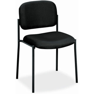 VL606 Stacking Guest Chair without Arms, Fabric Upholstery, 21.25" x 21" x 32.75", Black Seat, Black Back, Black Base