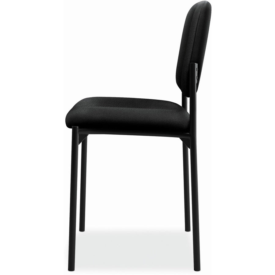 VL606 Stacking Guest Chair without Arms, Fabric Upholstery, 21.25" x 21" x 32.75", Black Seat, Black Back, Black Base