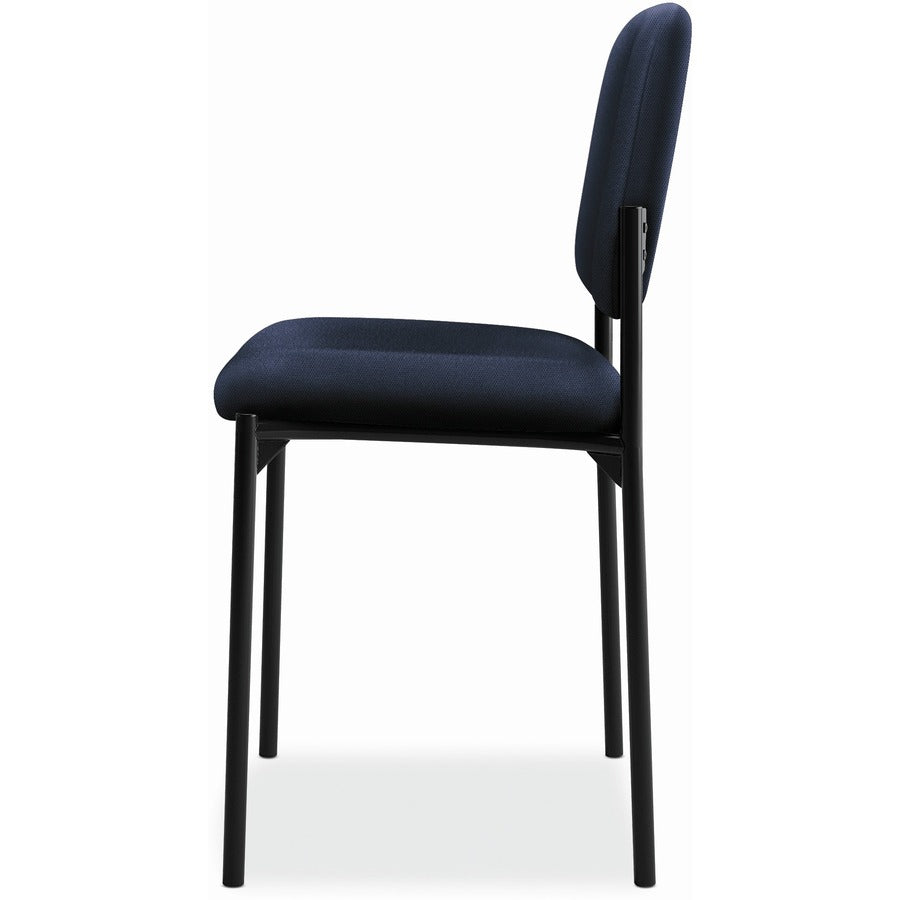 VL606 Stacking Guest Chair without Arms, Fabric Upholstery, 21.25" x 21" x 32.75", Navy Seat, Navy Back, Black Base