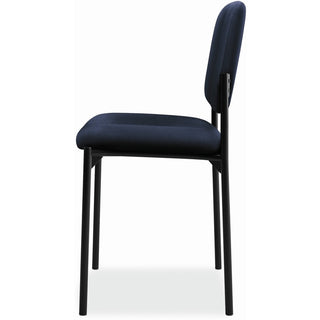 VL606 Stacking Guest Chair without Arms, Fabric Upholstery, 21.25" x 21" x 32.75", Navy Seat, Navy Back, Black Base