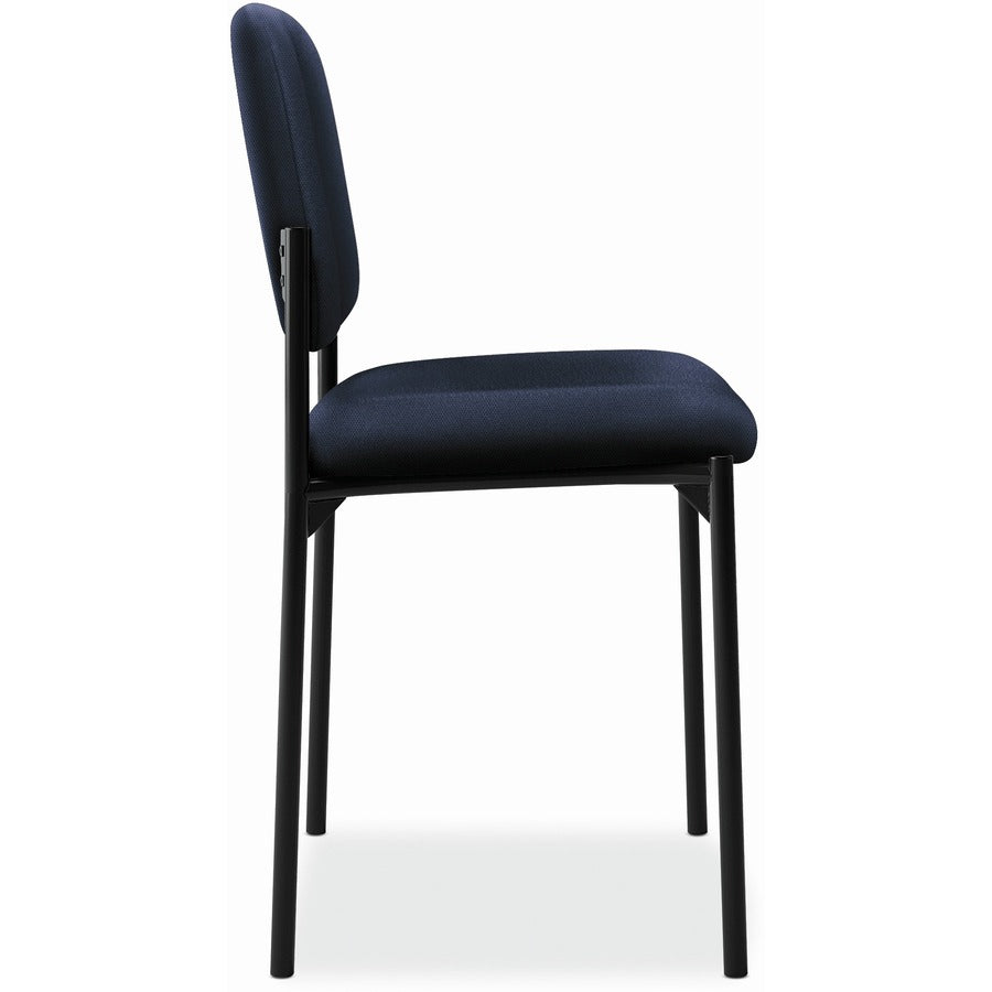 VL606 Stacking Guest Chair without Arms, Fabric Upholstery, 21.25" x 21" x 32.75", Navy Seat, Navy Back, Black Base