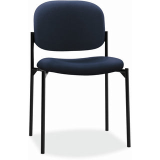 VL606 Stacking Guest Chair without Arms, Fabric Upholstery, 21.25" x 21" x 32.75", Navy Seat, Navy Back, Black Base