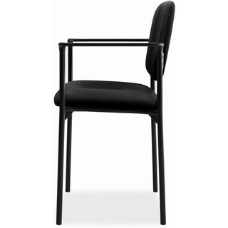 VL616 Stacking Guest Chair with Arms, Fabric Upholstery, 23.25" x 21" x 32.75", Black Seat, Black Back, Black Base