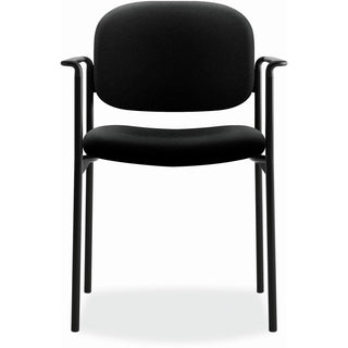 VL616 Stacking Guest Chair with Arms, Fabric Upholstery, 23.25" x 21" x 32.75", Black Seat, Black Back, Black Base