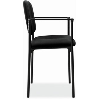 VL616 Stacking Guest Chair with Arms, Fabric Upholstery, 23.25" x 21" x 32.75", Black Seat, Black Back, Black Base