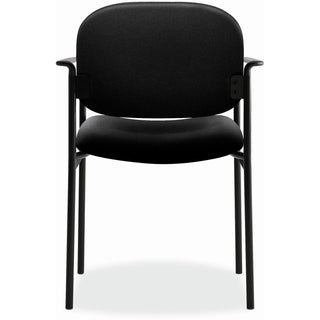 VL616 Stacking Guest Chair with Arms, Fabric Upholstery, 23.25" x 21" x 32.75", Black Seat, Black Back, Black Base