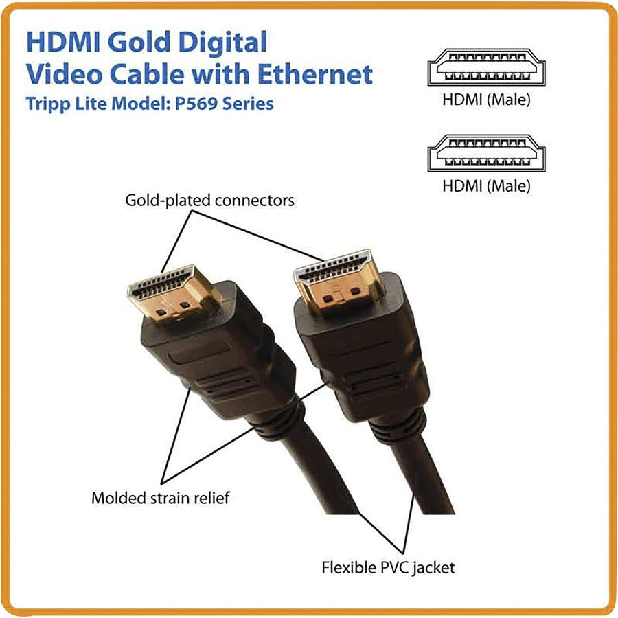 High Speed HDMI Cable with Ethernet, Digital Video with Audio (M/M), 3 ft, Black