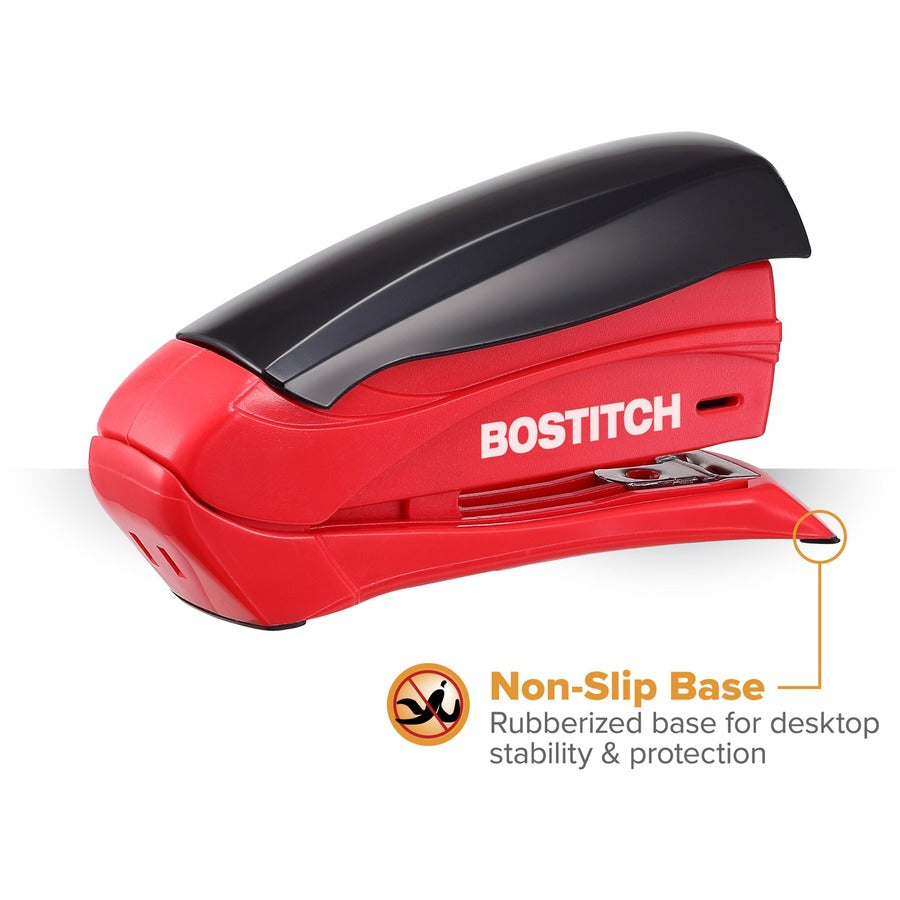 Bostitch Inspire 15 Spring-Powered Compact Stapler - 15 Sheets Capacity - 105 Staple Capacity - Half Strip - 1/4" , 26/6mm Staple Size - 1 Each - Assorted - 