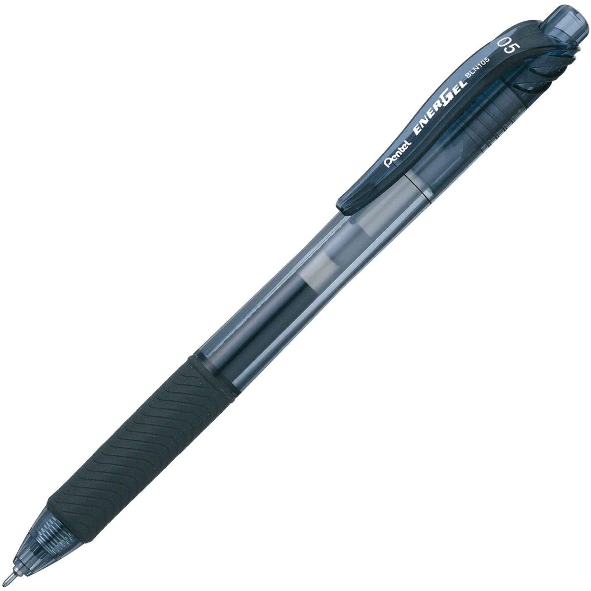 EnerGel-X Gel Pen, Retractable, Fine 0.5 mm Needle Tip, Black Ink, Clear/Black Barrel, Dozen
