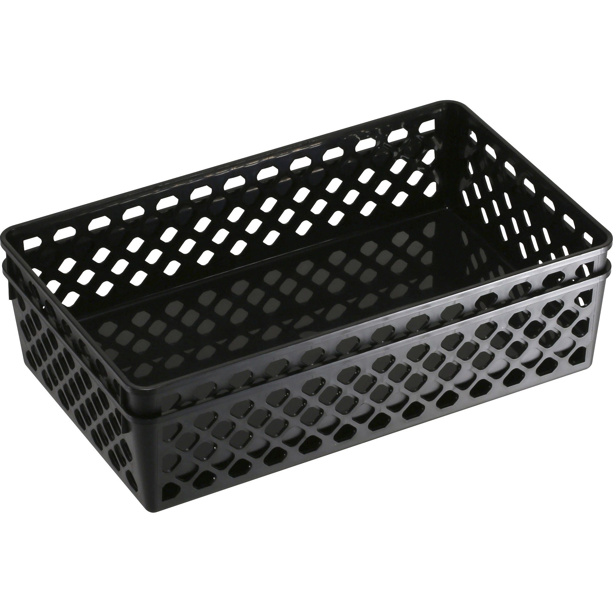 Recycled Supply Basket, Plastic, 10.06 x 6.13 x 2.38, Black, 2/Pack