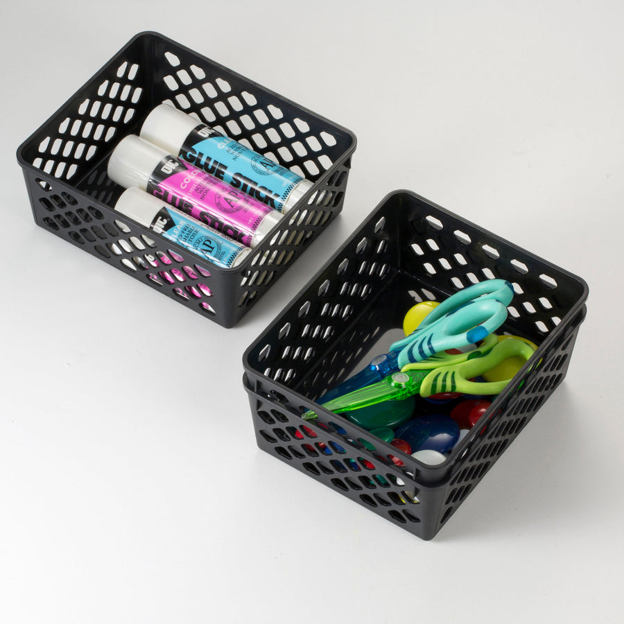 Recycled Supply Basket, Plastic, 6.13 x 5 x 2.38, Black, 3/Pack