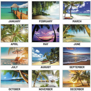 At-A-Glance Tropical Escape Wall Calendar - Medium Size - Julian Dates - Monthly - 12 Month - January 2024 - December 2024 - 1 Week, 1 Month Single Page Layout - 15" x 12" White Sheet - 2" x 1" Block - Wire Bound - Blue - Chipboard, Paper - Hanging L