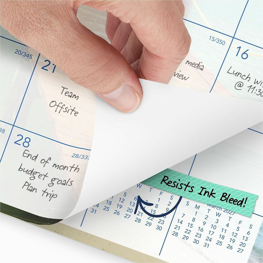 At-A-Glance Tropical Escape Wall Calendar - Medium Size - Julian Dates - Monthly - 12 Month - January 2024 - December 2024 - 1 Week, 1 Month Single Page Layout - 15" x 12" White Sheet - 2" x 1" Block - Wire Bound - Blue - Chipboard, Paper - Hanging L