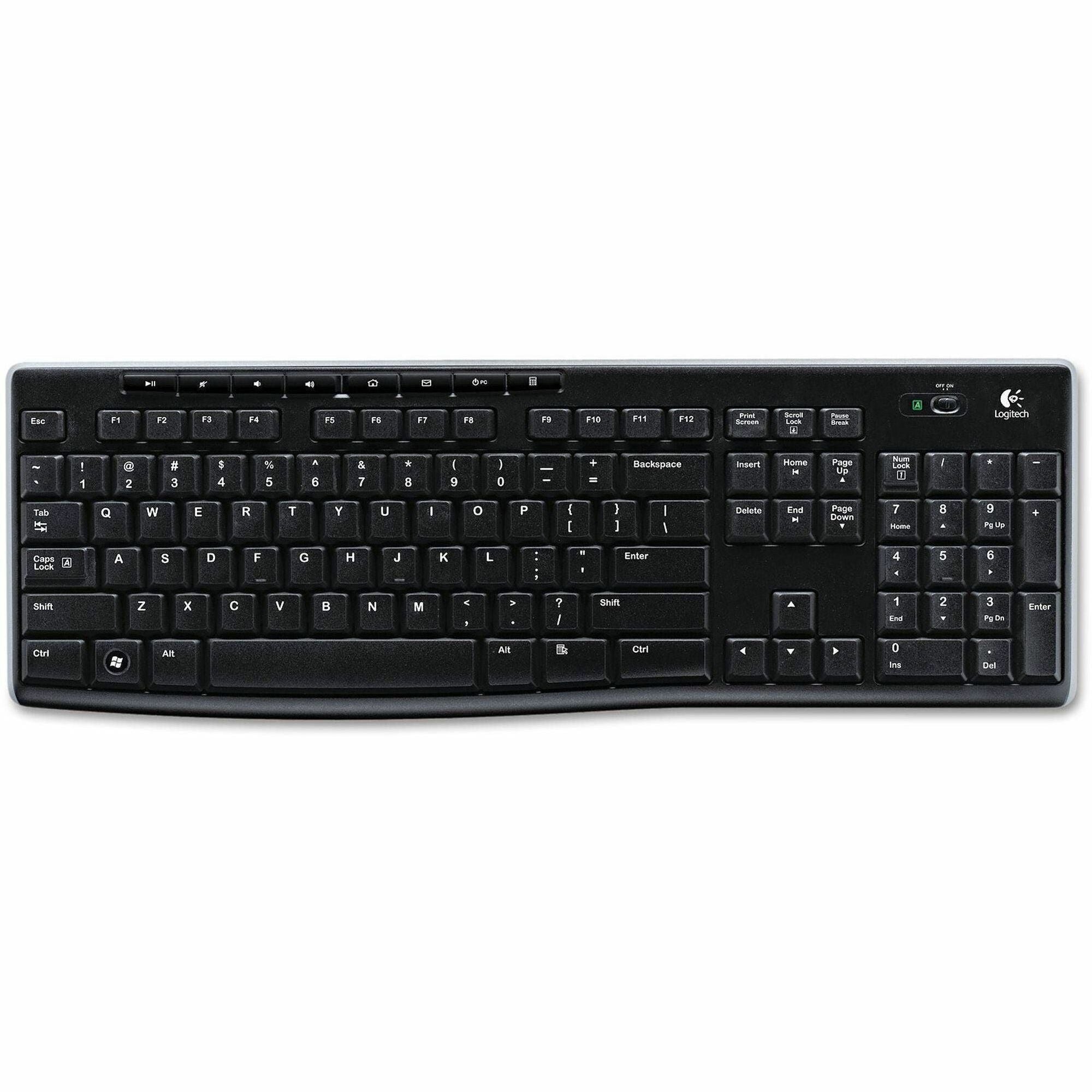 K270 Wireless Keyboard, USB Unifying Receiver, Black