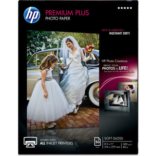 Premium Plus Photo Paper, 11.5 mil, 8.5 x 11, Soft-Gloss White, 50/Pack