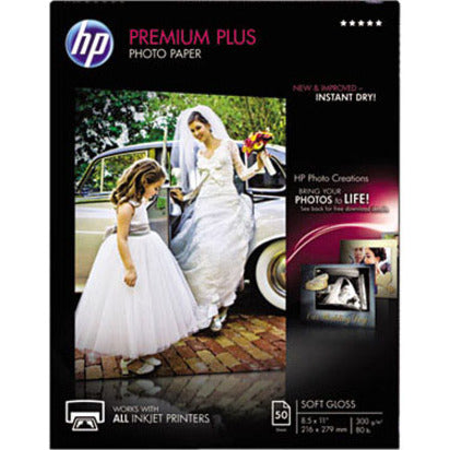 Premium Plus Photo Paper, 11.5 mil, 8.5 x 11, Soft-Gloss White, 50/Pack