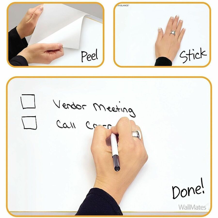 WallMates Self-Adhesive Dry Erase Yearly Planning Surfaces, 24 x 18, White/Gray/Orange Sheets, 12-Month (Jan to Dec): 2024