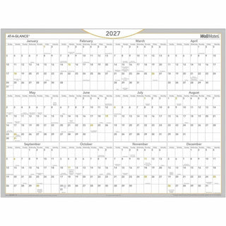 WallMates Self-Adhesive Dry Erase Yearly Planning Surfaces, 24 x 18, White/Gray/Orange Sheets, 12-Month (Jan to Dec): 2024
