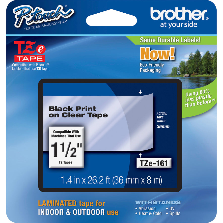 Brother P-Touch TZe Laminated Tape - 1 27/64" Width x 26 1/4 ft Length - Rectangle - Thermal Transfer - Clear - 1 Each - Water Resistant - Chemical Resistant, Abrasion Resistant, Fade Resistant, Temperature Resistant, High Durable - 2